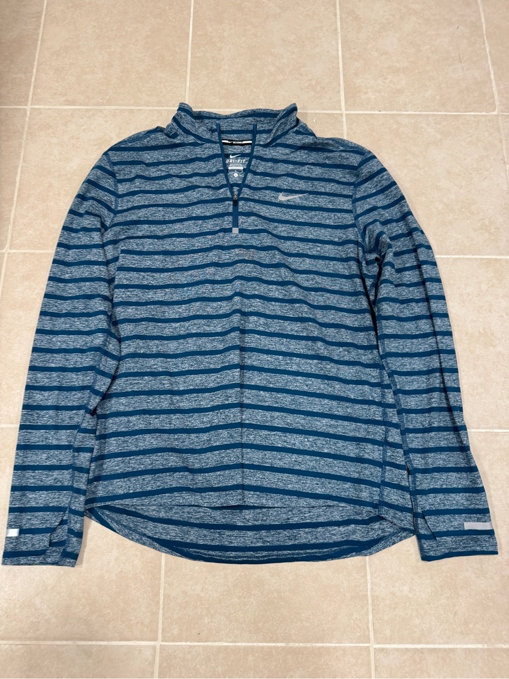 Nike Blue Striped Half-Zip Pullover